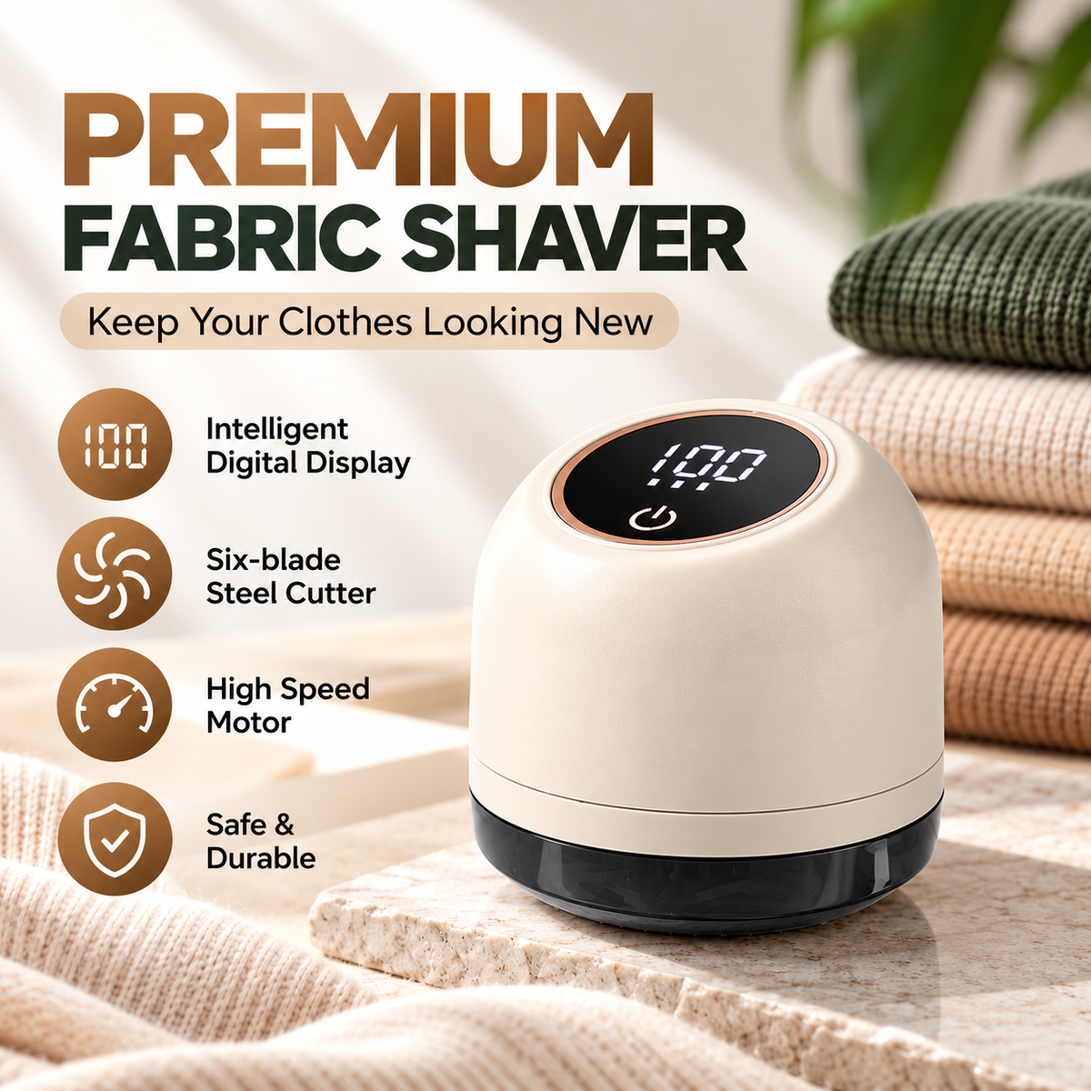 Rechargeable Fabric Shaver with Digital Display