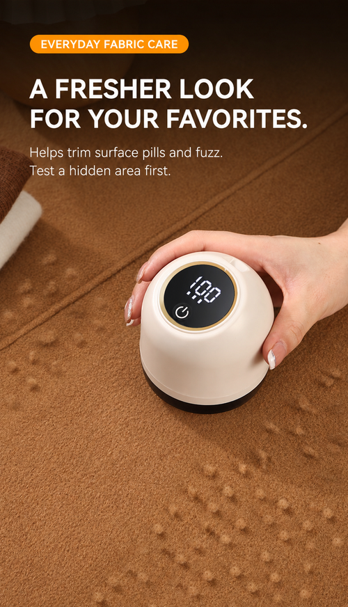 Beige fabric shaver for surface pills and fuzz