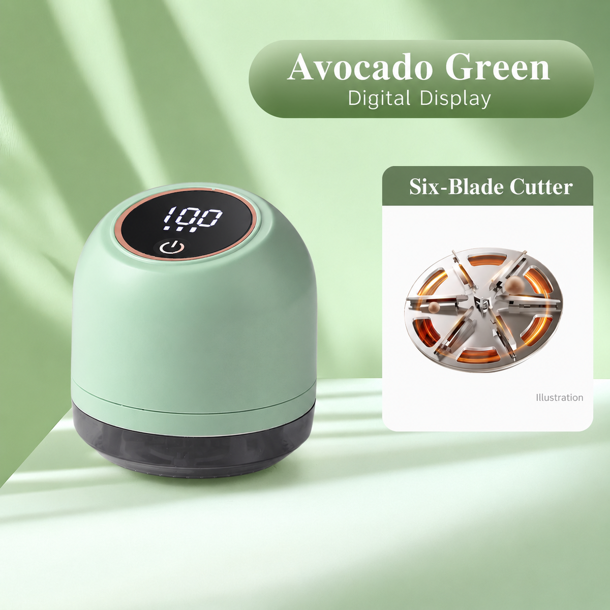 Avocado Green fabric shaver with digital display